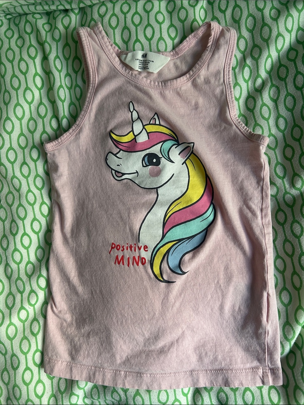 H&M Pink Unicorn Tank Top with Rainbow Mane